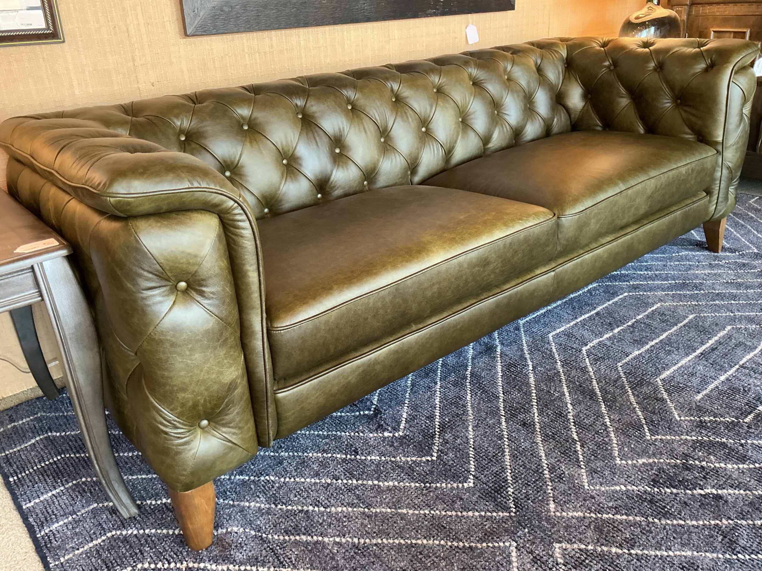 dark olive leather sofa