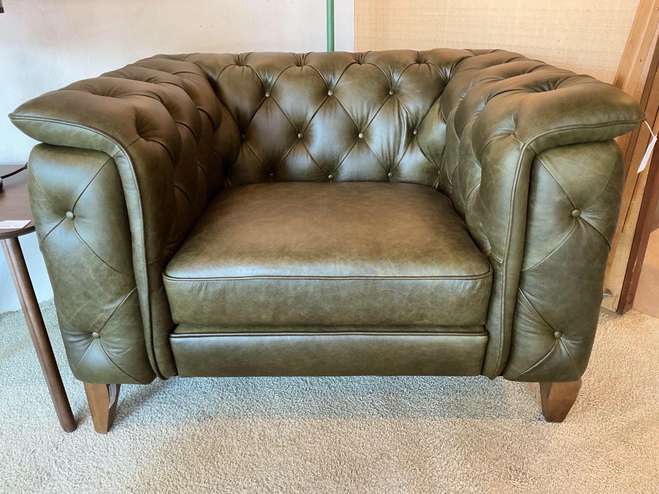 dark olive leather sofa