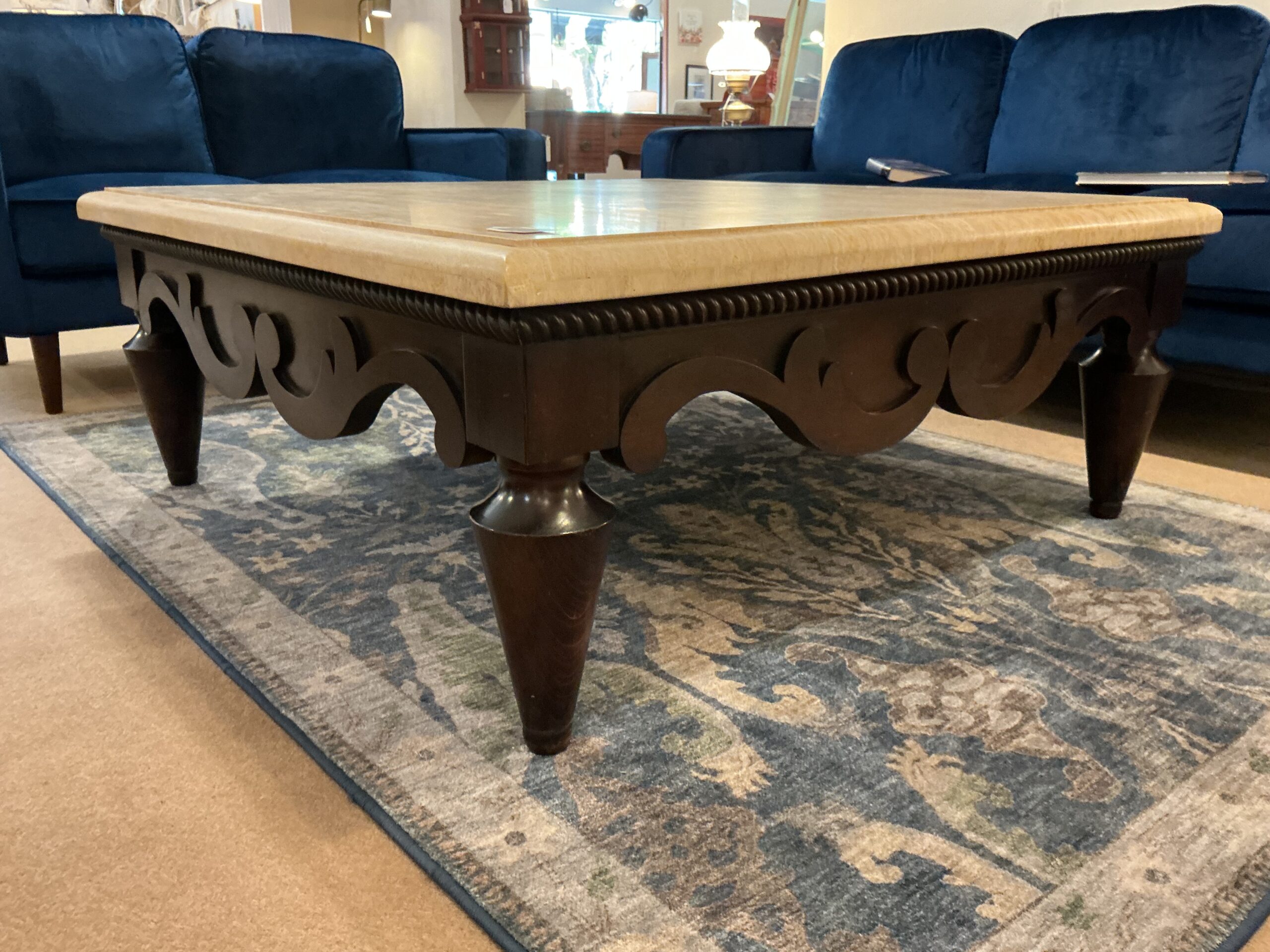 french provincial travertine cocktail table