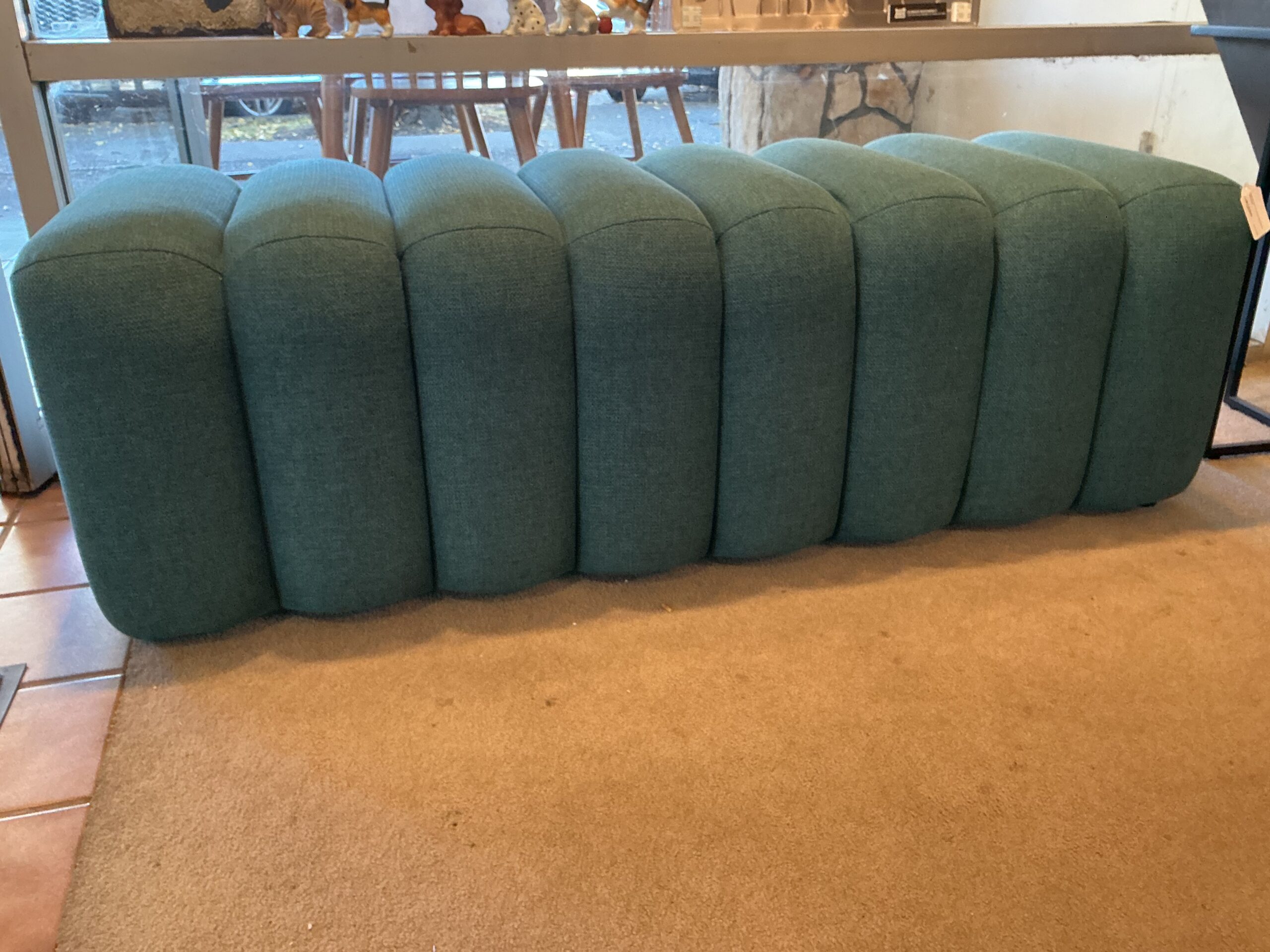 ribbed mod peacock blue bench