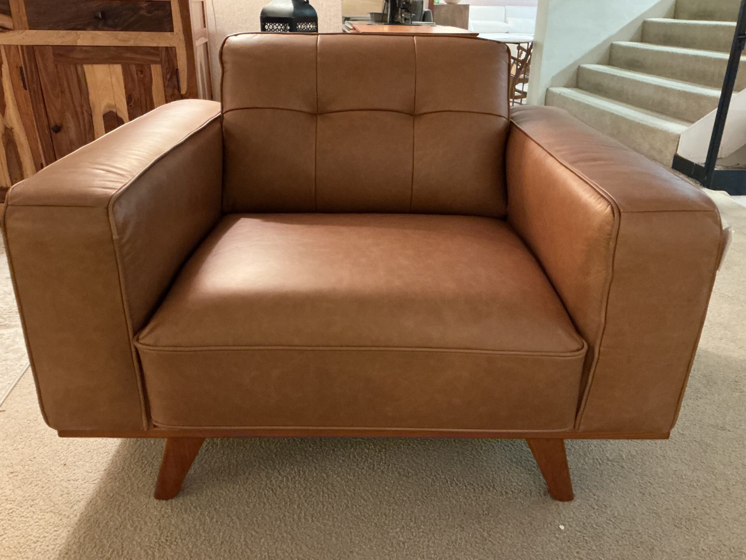 leather marseille brown accent chair